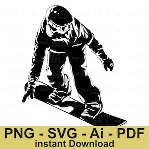 Snowboarder Svg Digital Download, Snowboarding Clipart, Winter Sports Vector Graphic, Snowboard Design, Cricut Silhouette Png Pdf