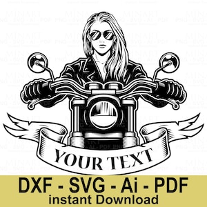 Biker Girl Svg  Motorcycle Woman Clipart  Female Rider Vector Art  Cricut & Silhouette Instant Digital Download