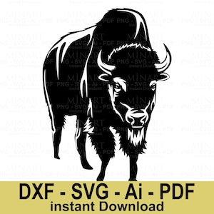Buffalo SVG File, Wild Bison Clipart, Animal Silhouette Digital Download, Wildlife Vector Graphic for Cricut & Laser Cutting
