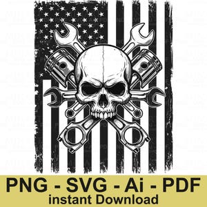 Us Skull Mechanic Svg Png , Skull Svg , Mechanic Svg , Wrenches Svg , Tools Svg , Repair Svg , Digital Download , Instant Download