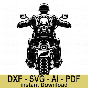 Biker Skull Motorcycle Svg Dxf Png Pdf Digitale Download, Vintage Rider Clipart, Skull Rider Cut-bestand voor Cricut Silhouette DIY Crafts