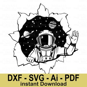Astronaut Space Explorer Svg Dxf Png Pdf Digital Download  Galaxy Outer Space Wall Decal Cricut Silhouette Design