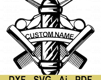 Barber Shop SVG Cut File, Custom Name Hairdresser Decor (Digital Download)
