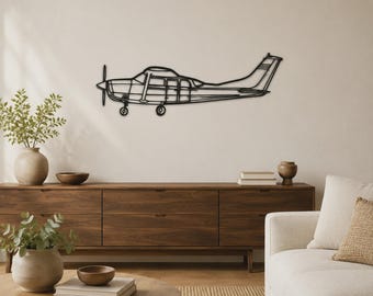 Airplane Silhouette, Minimalist 206 Wall Art - Matte Black Metal, Aviation Decor, Multiple Sizes