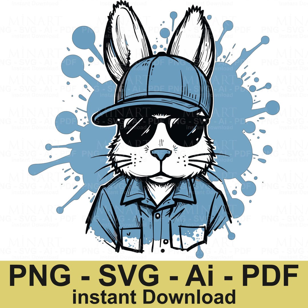 Cool Rabbit Svg Cool Bunny SVG, Graffiti Rabbit PNG, Urban Easter Print (digital ...