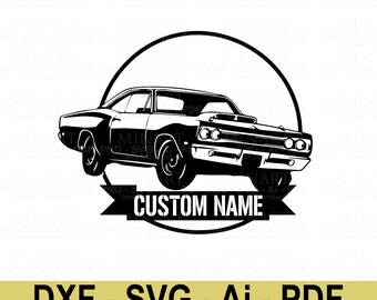 Vintage Car Laser Cut Datei, anpassbare Werkstatt-Dekor (SVG, DXF, PDF herunterladbar)
