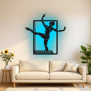 Custom Ballet Dancer Led Light Metal Wall Art, Personalized Dance Studio Decor, Unique Gift for Ballet Lovers