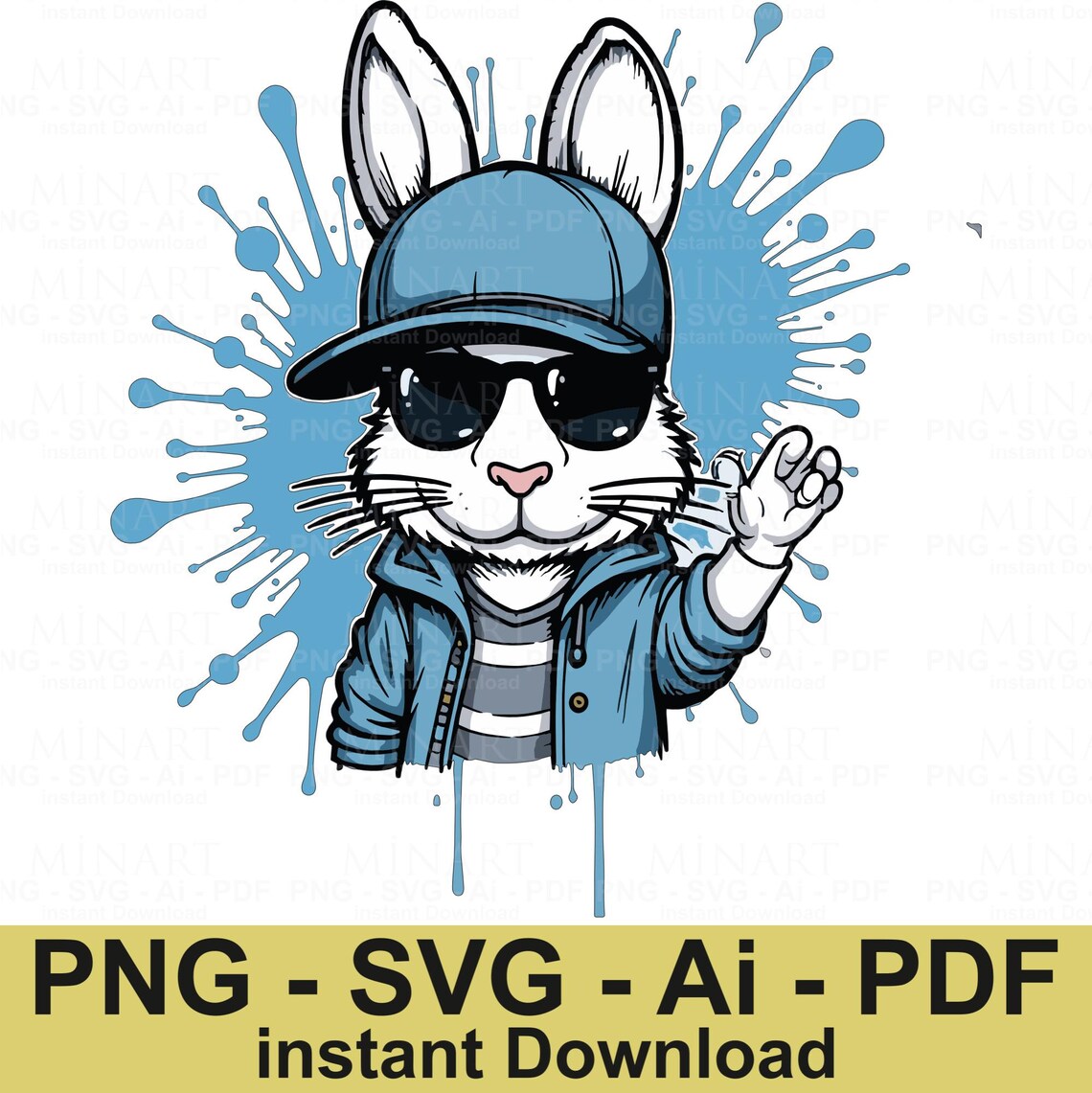 Cool Rabbit Svg Cool Bunny SVG, Graffiti Rabbit PNG, Urban Streetwear Print (digital ...
