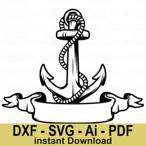 Vintage Anker-Svg Dxf Png Pdf digitaler Download, Wasserseil Anker Clipart, Sailor Tattoo-Design für Cricut & Silhouette