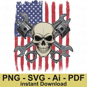 Us Skull Mechanic Svg Png , Skull Svg , Mechanic Svg , Wrenches Svg , Tools Svg , Repair Svg , Digital Download , Instant Download