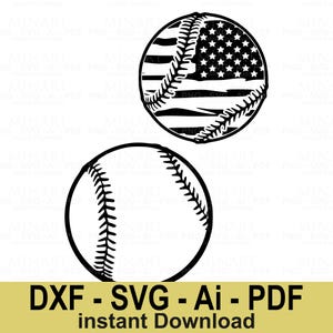Baseball SVG Bundle American Flag Patriotic Ball Digital Download, Cricut Silhouette Sports Clipart Dxf Png Pdf