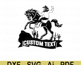 Cowboy Pferd Laser geschnitten Datei, Western Wall Art SVG DXF PDF