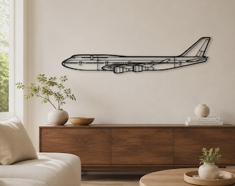 747-800, Open-Line Silhouette Metal Wall Art | Matte Black Steel | Multiple Sizes, Aviator Decor