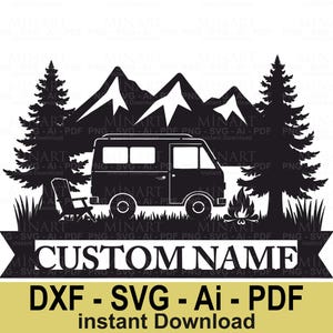 Camper dxf, Ready For Laser Cut Template, GlowForce or Cricut File, Camping Svg, Caravan Svg, Camp Life dxf, Caravan Svg, Laser Cut