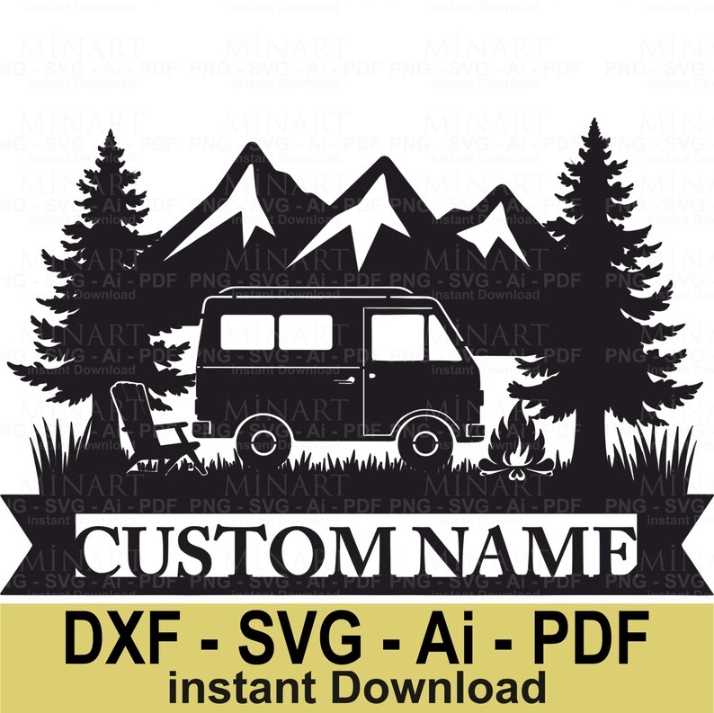 Dxf Files Rv Canister Camper Van SVG DXF, Camping Scene, Laser Cut File (digital Download) - Etsy