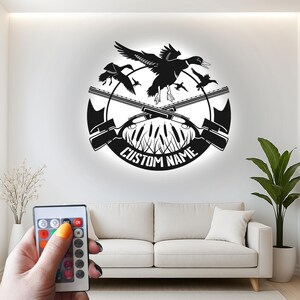 Custom Mallard Duck Hunting Led Light Metal Wall Art, Realistic Waterfowl Hunter Decor, Personalized Gift for Hunting Cabin