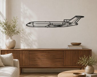 727, Minimalist Airplane Silhouette Wall Art, Matte Black Aviation Decor | Metal Indoor Display | Multiple Sizes