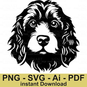 American Cocker Spaniel Dog Head SVG PNG PDF  Vector File, Spaniel Silhouette Clipart for Cricut Projects, Dog Lover Gift Instant Download