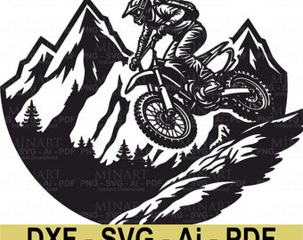 Motocross SVG, Laser Cut File, Dirt Bike Design (Digital Download)