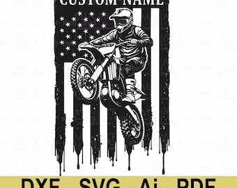 US Flag Motocross SVG, Laser Cut Template (Digital Download)