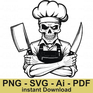 Chef Skull Svg , Grill Master Svg , Chef Svg , Chef Skull Clipart , Chef Clipart , Chef Skull Shirt , Chef Png, Grill Master SVG, Chef PNG,
