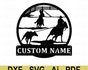 Benutzerdefinierte Name Western Rodeo Wandkunst, Laser Cut Datei (Digitaler Download)