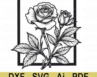 File di taglio laser di rose, modello di arte floreale in metallo (SVG DXF)