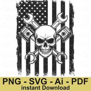 Us Skull Mechanic Svg Png , Skull Svg , Mechanic Svg , Wrenches Svg , Tools Svg , Repair Svg , Digital Download , Instant Download