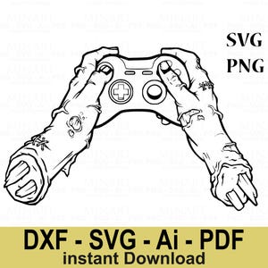 Zombie Gamer Hands Svg, Creepy Halloween Gaming Controller Clipart, Horror Gamer Digital Design, Cricut Silhouette Cut File Png Pdf