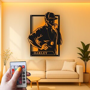 Custom Baseball Coach Led Light Metal Wall Art, Personalized Sports Coach Gift, Team Decor, Coach Appreciation Gift Idea