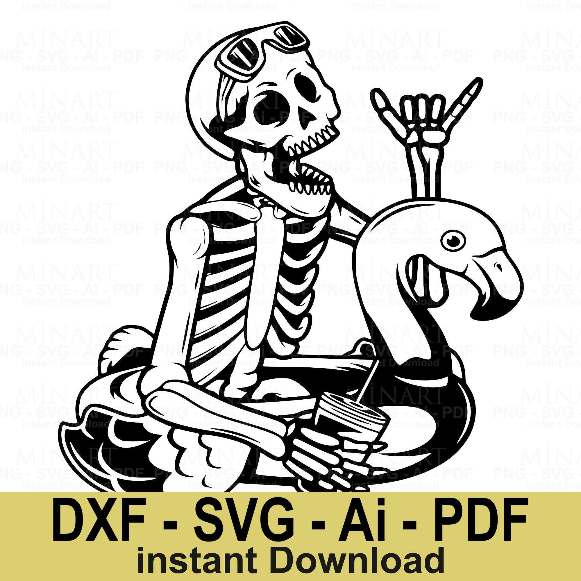 Funny Skeleton Pool Party SVG, Summer Beach Vacation (digital Download ...