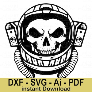 Astronaut Skull SVG Digital Download - Spooky Space Helmet Skeleton Graphic for Cricut, Silhouette & Laser Cut Projects