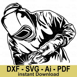 Welder Svg Digital Download, Welding Worker Vector Clipart, Metal Fabrication Dxf PNG Pdf Files for Cricut & Silhouette Crafts