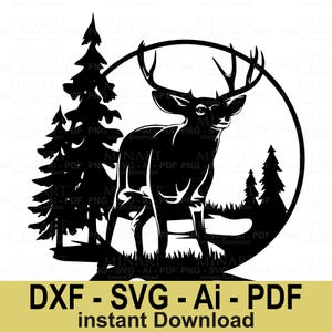 Reh im Wald SVG, Dxf Png Pdf Digital Download, Wildtier Natur Jagdszene, Cricut Silhouette Laser Cut Datei