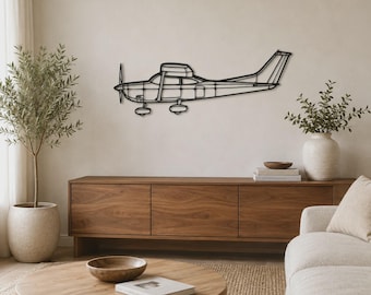 Airplane Wall Art, 182P Skylane Silhouette | Cut Metal, Matte Black | Multiple Sizes, Pilot Gift