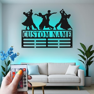 Custom Ballroom Dancing Couples Led Light Metal Wall Art, Elegant Dance Silhouette Decor, Personalized Gift for Dance Studio