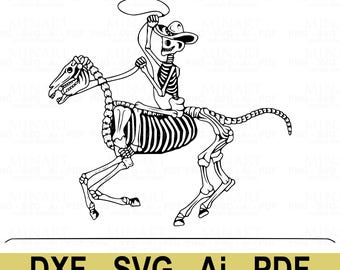 Skeleton Cowboy Riding Horse SVG – Western Halloween Cut File (Digital Download)