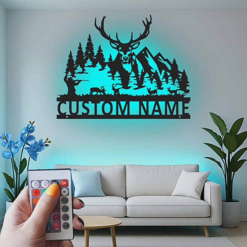Custom Moose Metal Sign ｜ Custom Wildlife Wall Art With LED Lights ...