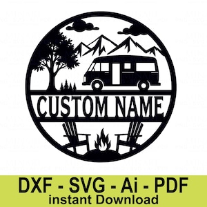 Camper dxf, Ready For Laser Cut Template, GlowForce or Cricut File, Camping Svg, Caravan Svg, Camp Life dxf, Caravan Svg, Laser Cut