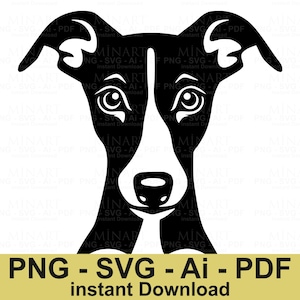 Fichier coupé Svg chien Whippet lévrier chiot art vectoriel chien amoureux cadeau téléchargement numérique pour Cricut Silhouette