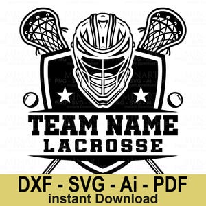 Lacrosse Team Logo SVG Lacrosse Helm Crossed Sticks Digitales Design Download für Cricut & Silhouette