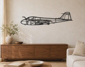 A-6 Intruder, Open-Line Airplane Silhouette | Laser-Cut Metal, Matte Black - Aviation Wall Decor