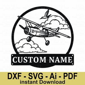 Benutzerdefinierte Flugzeug Wand Kunst Dxf svg, bereit für Laser Cut Vorlage, GlowForce oder Cricut-Datei