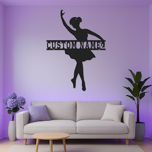 Custom Ballerina Led Light Metal Wall Art, Personalized Ballet Dancer Decor, Dance Lover Gift, Girls Room Decoration