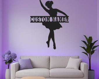 Custom Ballerina Led Light Metal Wall Art, Personalized Ballet Dancer Decor, Dance Lover Gift, Girls Room Decoration