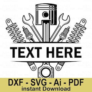 Mechanic Tools Svg, Piston Wrench Spark Plug Automotive Clipart, DIY Garage Sign Digital Download