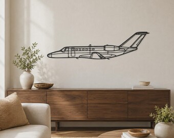 525B CJ3, Open-Line Airplane Silhouette Wall Art | Laser-Cut Matte Black Metal | Sizes, Aviator Gift, Hangar Decor