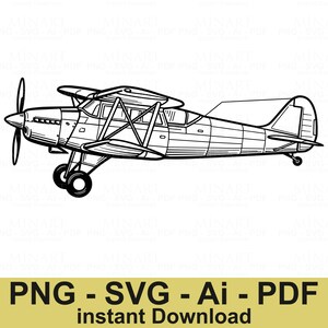 Doppeldecker SVG, Vintage Flugzeug SVG Klassische Propeller Flugzeug Clipart Retro Luftfahrt Digital Cut-Datei PNG svg Ai Pdf für Cricut und Sublimation