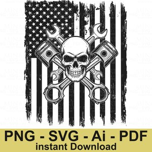 Us Skull Mechanic Svg Png, Skull Svg, Mechanic Svg, Chaves Svg, Ferramentas Svg, Reparo Svg, Download Digital, Download Instantâneo