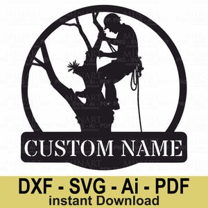 Baumpfleger Dxf bereit für Laserschnitt-Vorlage, Baumkletterer Dxf, Kettensägenarbeiter Laser Cut-Datei, GlowForge CNC-Schnitt-Design